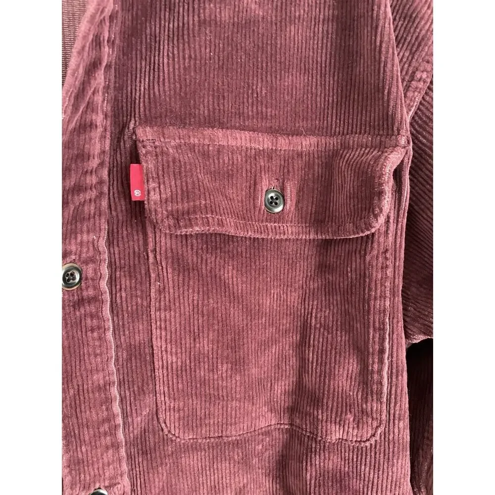 Men's Levi's Stay Loose Worker Cordory Shirt Jacket Burgundy Shacket Sz S Fits L - Picture 2 of 10